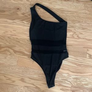 Black One Shoulder Bodysuit